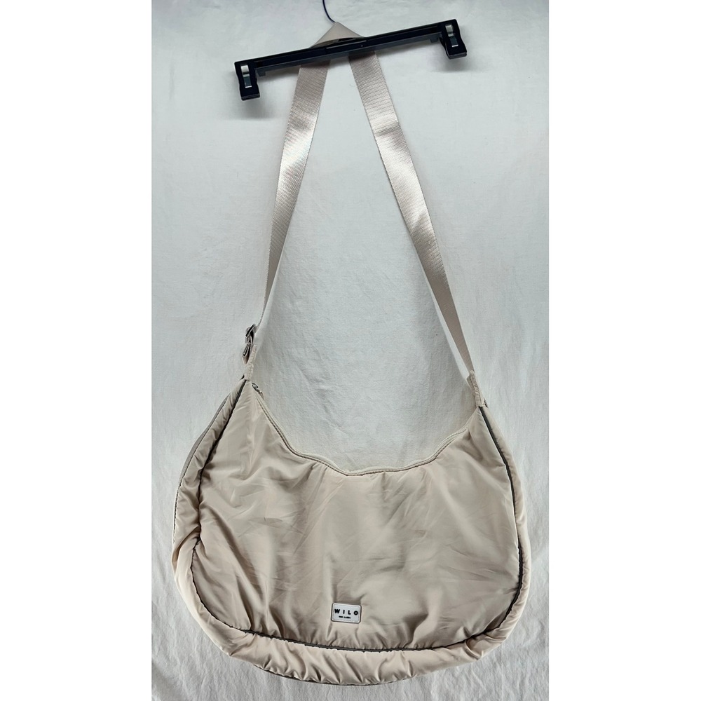 Wilo The Label Beige Puffy Crescent Hobo Bag Adjustable Crossbody Shoulder Bag
